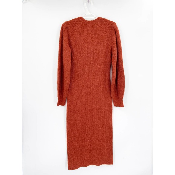 Rag & Bone Liana Rust Merino Wool Alpaca Knit Long Sleeve Midi Sweater Dress NWT - Picture 3 of 7